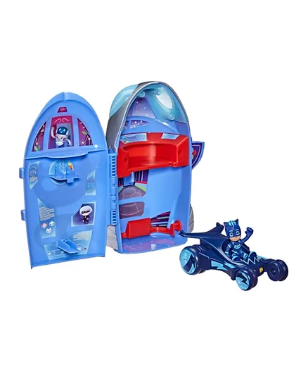 PJ Masks 2-in-1 HQ Headquarters and Rocket Preschool Playset with Action Figure and Vehicle
