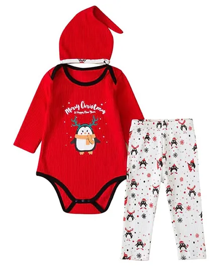 Brain Giggles Infant Christmas Bodysuit with Pants & Hat - Medium
