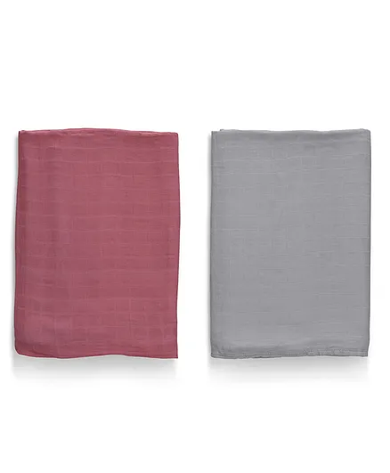 Anvi Baby Organic Bamboo Swaddle Solid Maroon and Moon - Set of 2