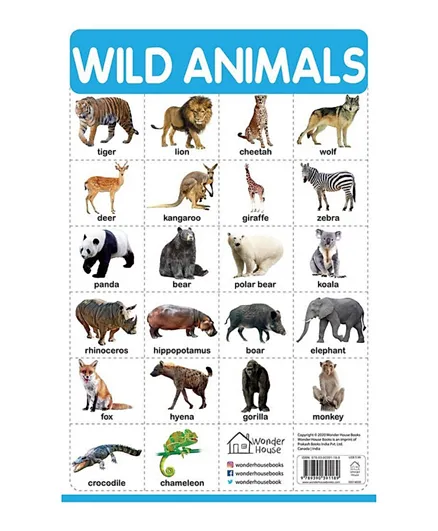Wild Animals Wall Chart - English