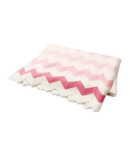 Star Babies Knitted Blanket - Pink/White