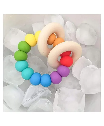 One.Chew.Three Gummi Silicone Teether - Rainbow Bright