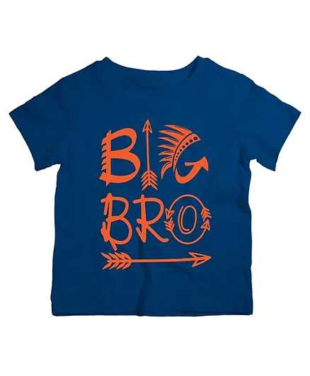 Twinkle Hands Half Sleeves  Big Brother Print Cotton T-Shirt - Navy Blue