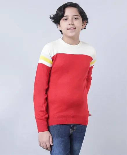 Neon Long Sleeves Casual Wear Sweater - Red