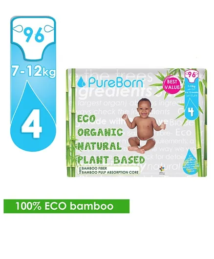 PureBorn Diapers Bundle Pack of 2 Size 4 - 96 Pieces each