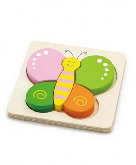 فيغا - لعبة ألغاز خشبية يدوية على شكل فراشة  - متعددة الألوان
