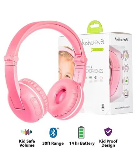 Buddyphones Play Wireless Bluetooth Headphones for Kids - Pink
