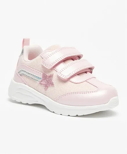 Flora Bella by ShoeExpress Star Applique Sneakers with Hook and Loop Closure - Pink