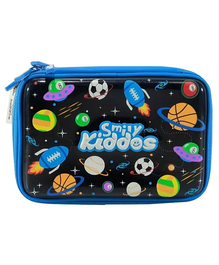 Smily Kiddos Fancy Double Compartment Pencil Pouch Space Print - Black