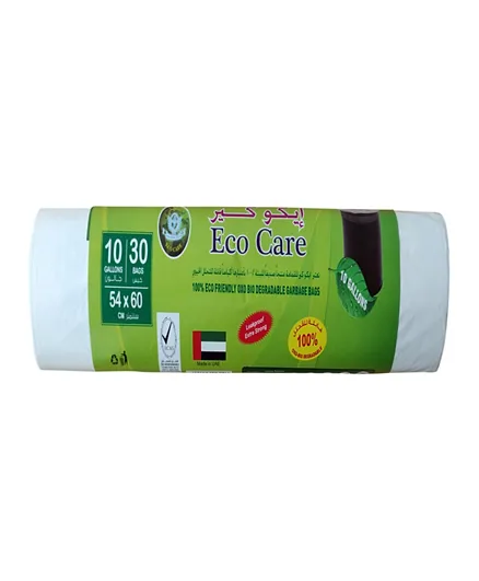 Eco Care White Garbage Bag Roll 10 Gallons - 30 Pieces