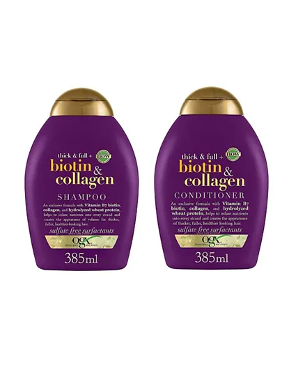 OGX Thick & Full Biotin & Collagen Shampoo Conditioner Pack of 2 - 385mL Each