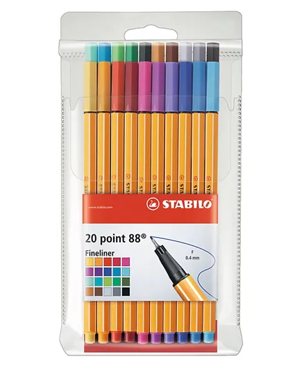 Stabilo  Fineliner Point 88  Colour Pen Pack of 20 - Multicolour