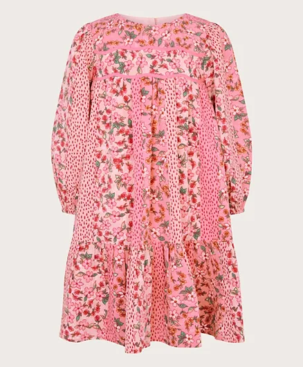 مونسون تشيلدرن - فستان مرقع بطبعة زهور - وردي
