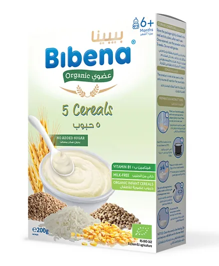 Bibena Organic Milk-free 5-Cereals Wheat & Oat - 200g