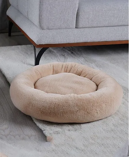 PAN Home Donut Faux Fur Pet Bed  Round Brown - 60cm