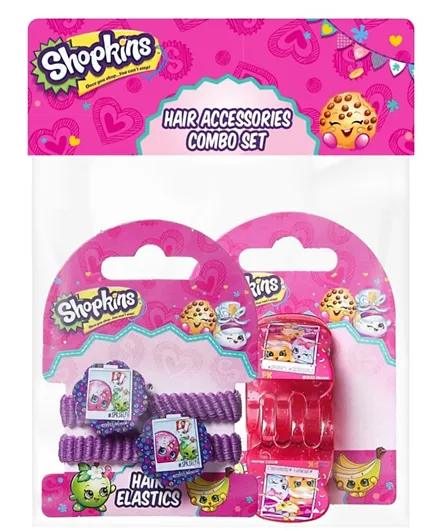 Shopkins Hair Claws and Pony Band Combo - Pink and Lavender