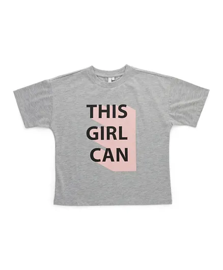 Little Pieces This Girl Can Graphic T-Shirt - Light Grey