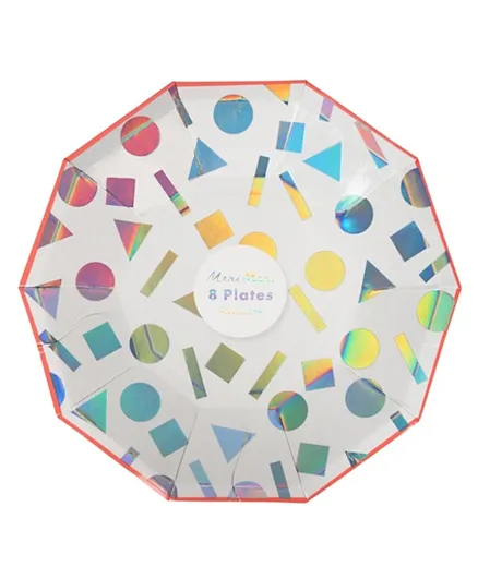 Meri Meri Small Rainbow Confetti Plates Pack of 8 - Multicolour