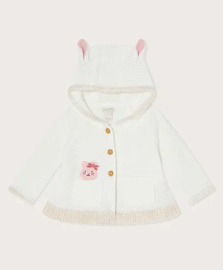 Monsoon Children Mouse Pocket Knit Cardigan - Off White