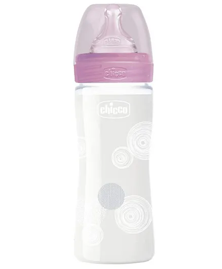 Chicco Well Being Glass Bottle Pink - 240ml