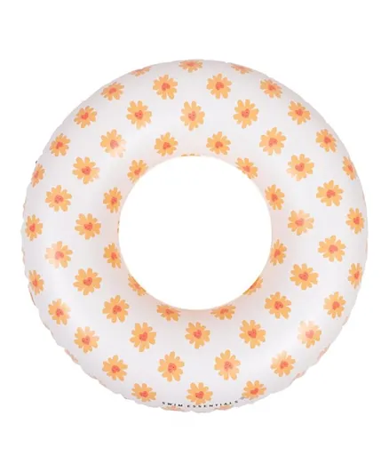 سويم إسنشيلز حلقة سباحة مطبوعة بأشكال القلوب والزهور - أبيض وأصفر
