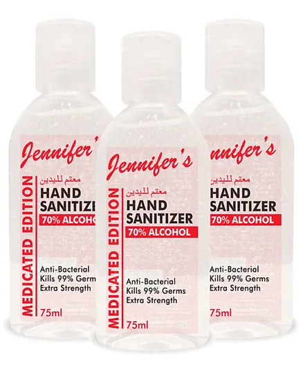 Jennifer's Medicated Pack of 3 Hand Sanitizer - 75ml