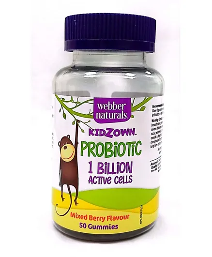 Webber Naturals Kidzown Probiotic 1 Billion Active Cells Dietary Supplement - 50 Gummies