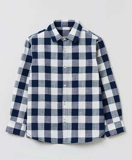 OVS Full Sleeves Checks Shirt - Blue