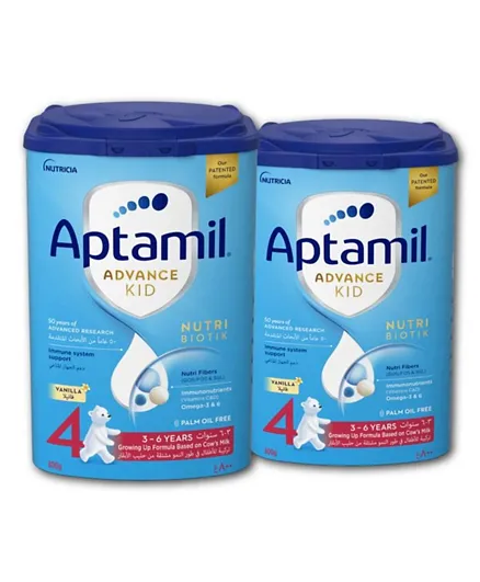 Aptamil Advance Kid 4 Palm Oil Free Milk Formula Pack of 2 - 800g Each