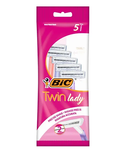 BIC Twin Lady Sensitive Disposable Shaving Razors For Women - Pack of 5