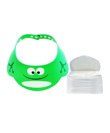 ستار بيبيز - قبعة استحمام للأطفال مع وسادة صدر باللون الأخضر - 21 قطعة