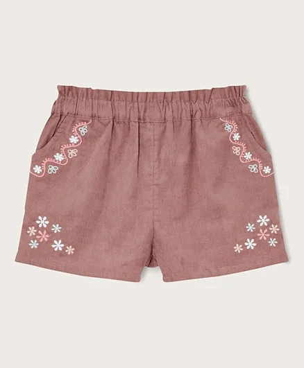 Monsoon Children Baby Embroidered Corduroy Shorts - Lilac