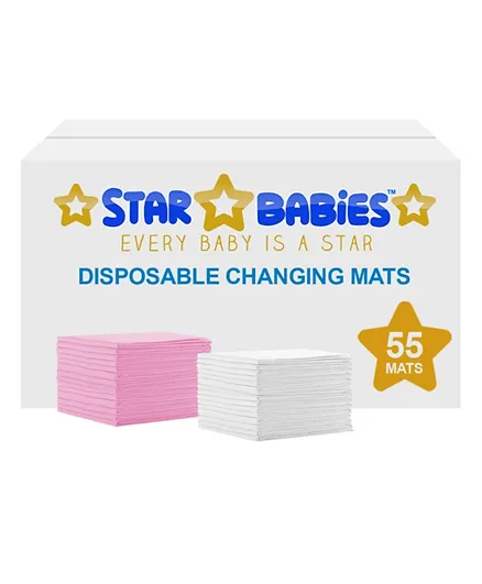 Star Babies Disposable Changing Mats - 55 Pieces