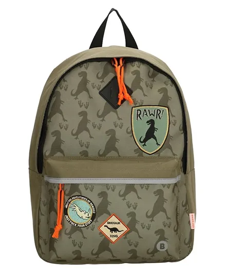Beagles Dinosaur Rounded Backpack Olive - 15.4 Inches