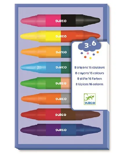 Djeco  Twins Crayons Pack of 8 - Multicolour