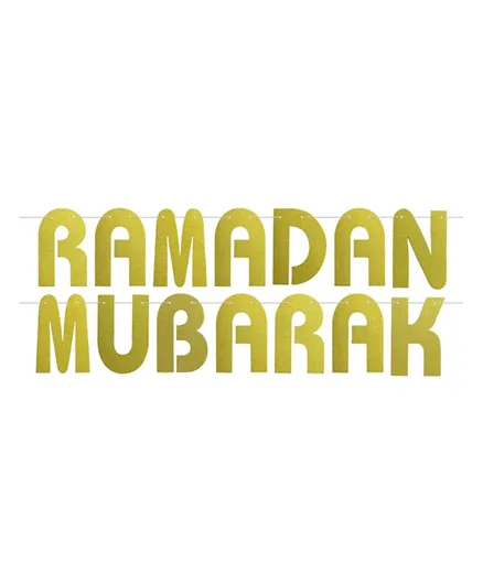 Eid Party Gold Glitter Letter Ramadan Mubarak Hanging  Decoration Bunting - 2 Pieces