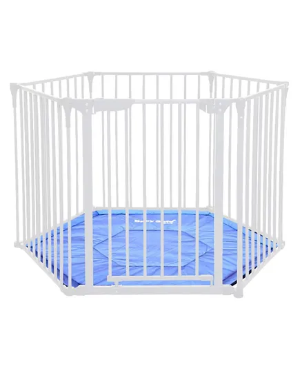 Baby Safe Convertible Playpen With Mat - White