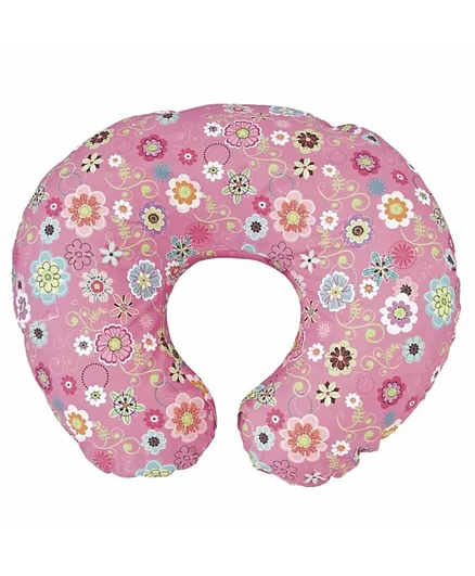 Chicco Boppy Pillow With Cotton Slipcover Wild Flowers Print With Free Goodie Bag - Pink