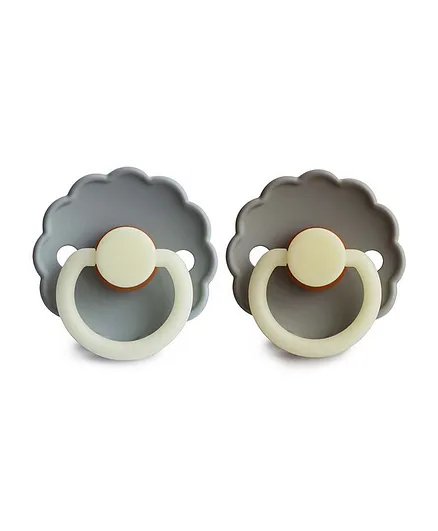 FRIGG Daisy Latex Baby Pacifier 2-Pack French Gray Night/Portobello Night - Size 1