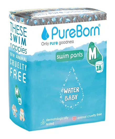 Pure Born Swim Pant Nappies Medium - 18 Pieces