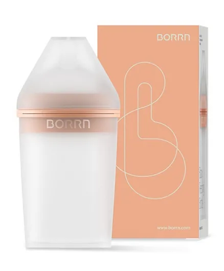 BORRN Silicone BPA Free Non Toxic Feeding Bottle Orange - 240ml