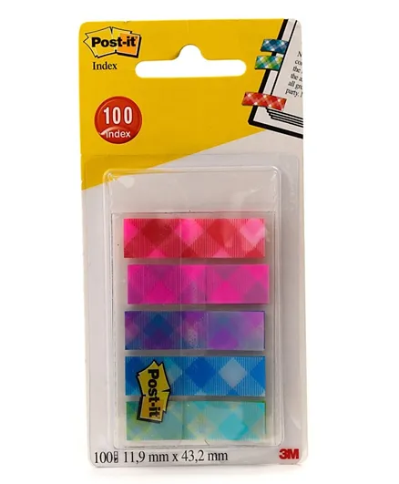 3M Post-it Index in Sleeve Dispenser Plaid Printed Collection Pack of 5 - 100 Pieces