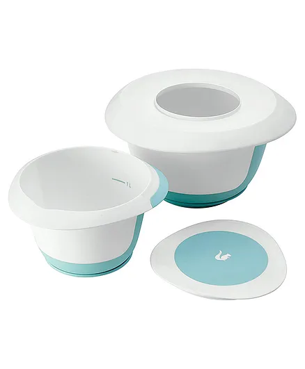 Keeeper Camilla Mixing Bowl Cooking & Baking With Suction Cup + Splash Guard + Dough Scraper 1.5l + 3.5l - Aquamarine