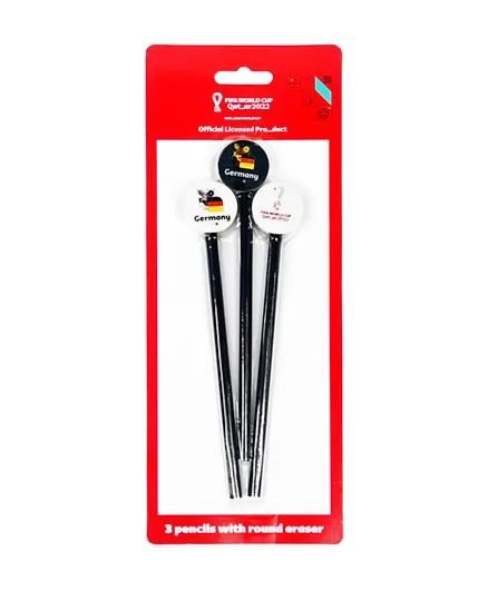 FIFA 2022 Germany Country Pencils with Round Eraser - 3 Pieces
