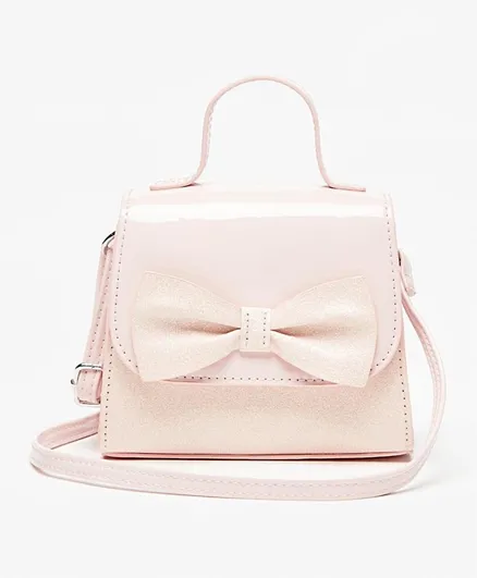 Little Missy Bow Accented Crossbody Bag-Pink