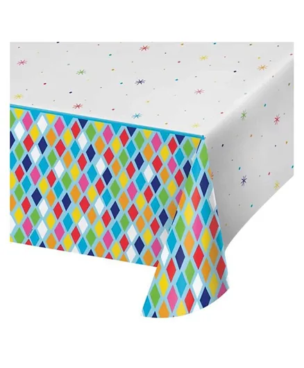 Creative Converting Bright Birthday Plastic Table Cover- Multicolour