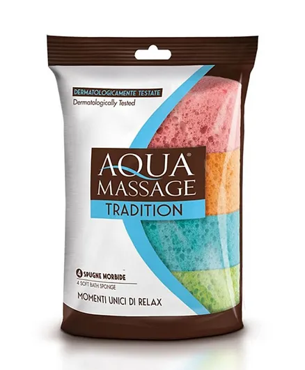 Aqua Massage Tradition Colorful Soft Synthetic Sponge Set - 4 Pieces