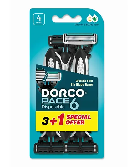 Dorco Pace 6 Men Disposable Razor 3+1 Free