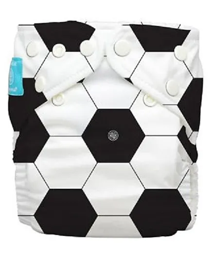 Charlie Banana Diaper 2 Inserts Soccer One Size Hybrid AIO - Black and White