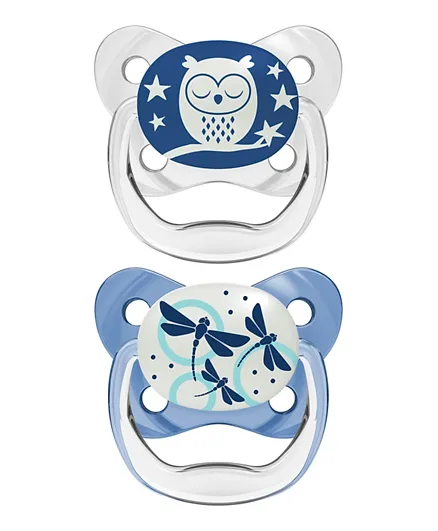 Dr. Brown's PreVent Glow in the Dark Butterfly Shield 2 Pacifiers - Dragonfly/Owl
